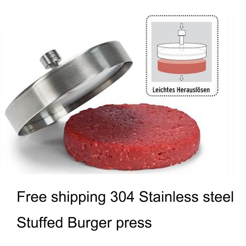 Hot 3.75'' Stainless steel Hamburger press Meatloaf Stuffed Burger press Pizza Patties Maker Burger Mold