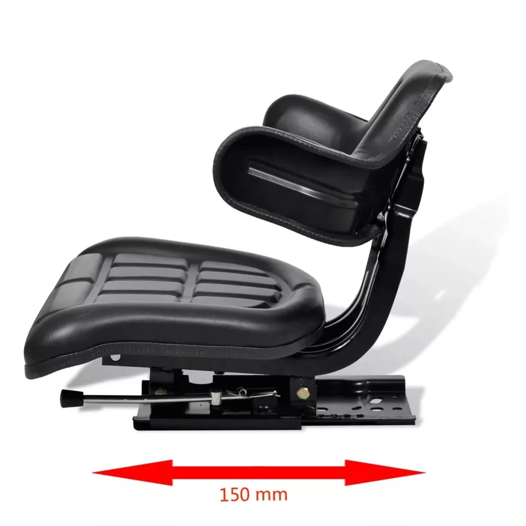  vidaXL Tractor seat with backrest and armrests longitudinal adjustment Black with a sliding slide d