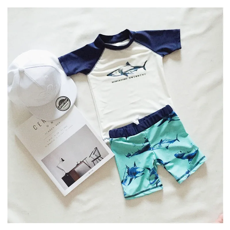 

3 pcs set swimsuit bebe baby girl 1 year swimming pants for infant newborn short sleeve swimwear boys kids tops hat costume 2018