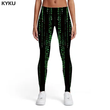 

KYKU Brand Psychedelic Leggings Women Black Trousers Abstract Elastic Harajuku Leggins Art 3d Print Womens Leggings Pants