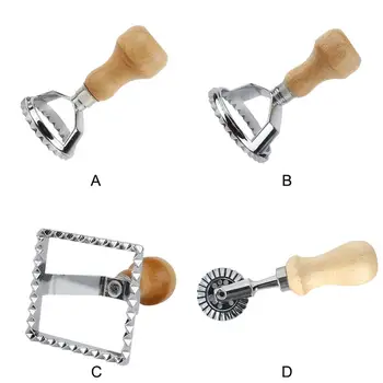 

Classical Round and Square Pasta Cutter Cake Cookie Tools Kitchen Pasta Mold Tool Ravioli Stamp Cutter With Beach Wooden Handle