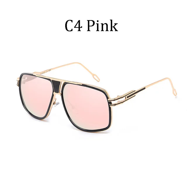 Новинка, роскошные брендовые дизайнерские женские солнцезащитные очки с плоским верхом, 18K позолоченные квадратные мужские солнцезащитные очки, женские солнцезащитные очки в стиле ретро - Цвет линз: C4