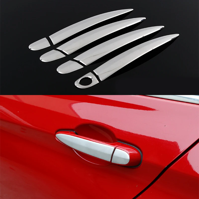 8X Stainless Steel Door Handle With KEYHOLE Cover Trim For BMW 1 Series