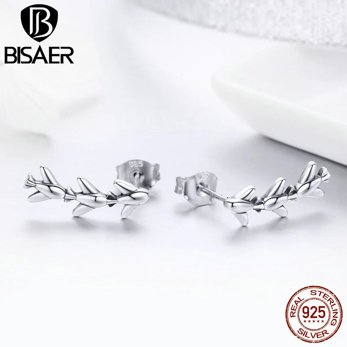 

100% 925 Sterling Silver Fashion New Stackable Airplane Clearly CZ Plane Stud Earrings Women Sterling Silver Jewelry HSE325