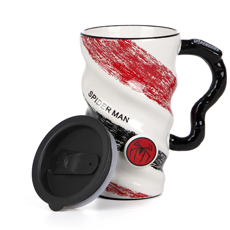

Creative Marvel Super Hero Colorful Spiral Ceramic Mug of Milk Coffee Cup With Handle Cover