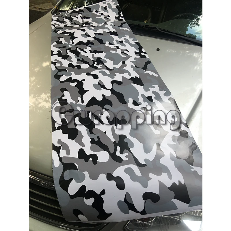 Виниловая автомобильная пленка Arctic Camouflage черная белая Снежная защитная наклейка