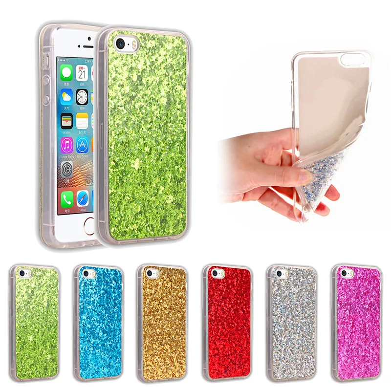 

For Iphone 5S 5SE iphone5 Glitter Case Colored Shining Silicone TPU Shiny Glitter Back Cover Case for Apple iPhone 5S SE 5G 5SE
