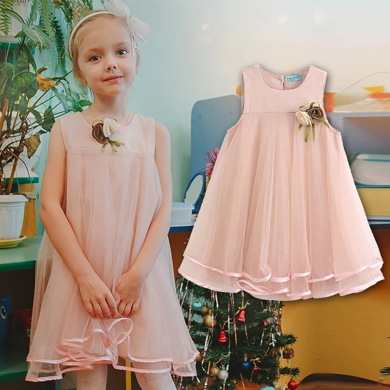 Bear leader/платья для девочек Новинка года; брендовая одежда принцессы для девочек кружевное платье-пачка с бантом на спине для От 3 до 7 лет
