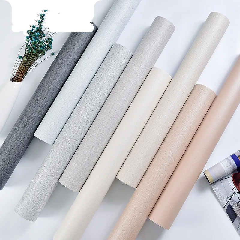 Waterproof pvc plain color wallpaper self adhesive bedroom warm