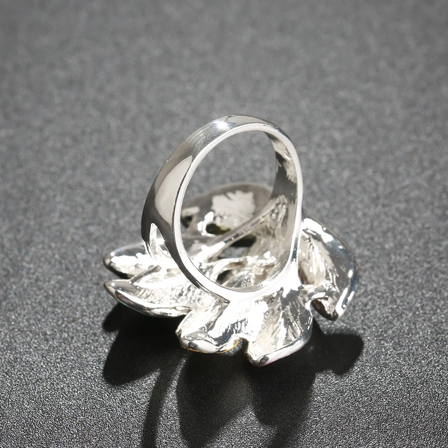 Kinel модный эмалевый кольца для женщин Многослойные листья кристалл обручальное кольцо женские винтажные ювелирные изделия подарок для девушек