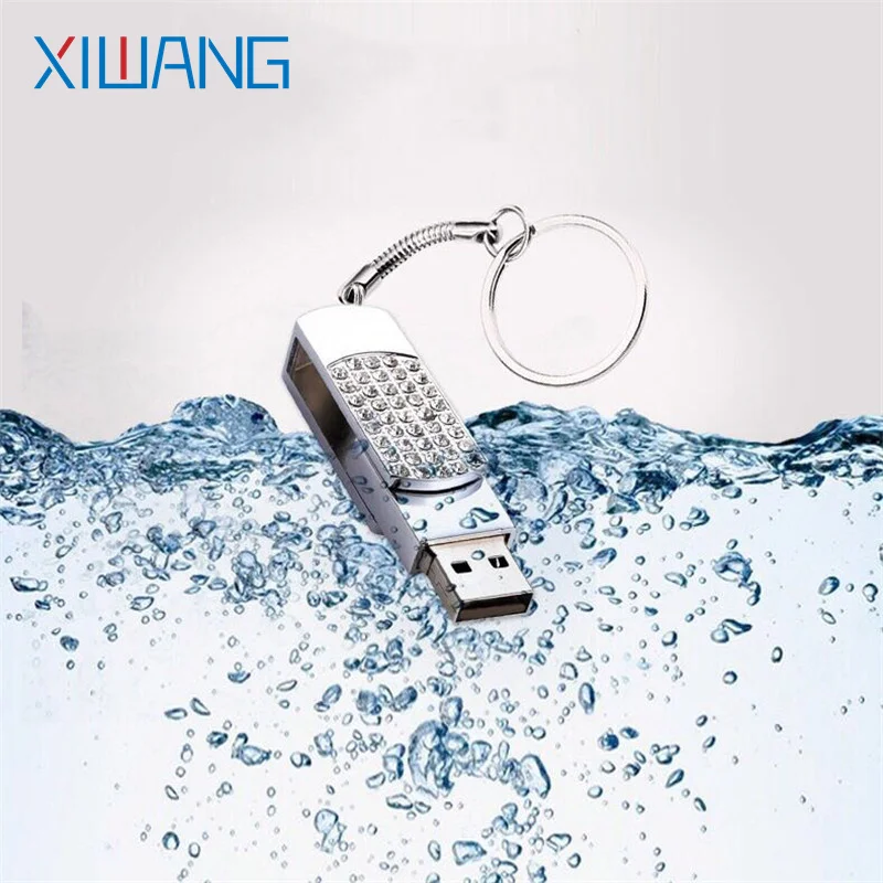 

USB Flash Drive 32gb Metal pen drive 8gb Crystal usb disk 128gb precious stones USB stick 64gb Rotatable pendrive 16gb free logo