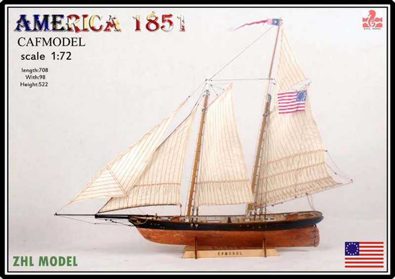 ZHL AMERICA 1851 model ship wood