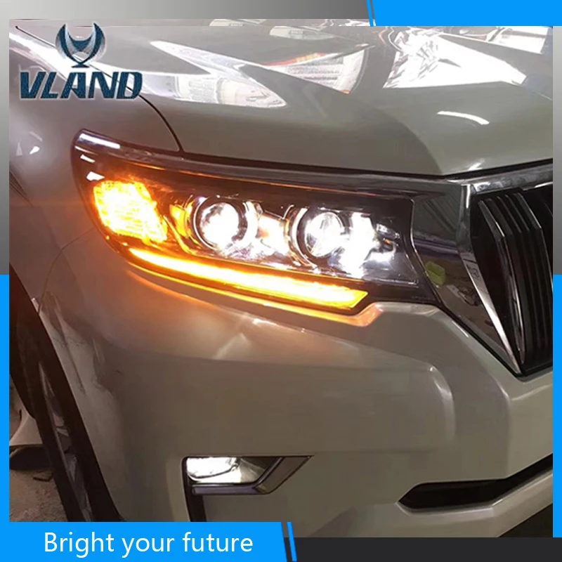 Фара для Toyota Prado LC200 фары 2017 2018 светодиодный объектив ангельские глазки HID ближний