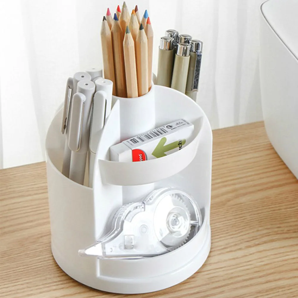

Storage School Portable Divided Pencil 360 Degree Rotated Cylinder Shape Home Stationery Multi Grid Desk Office Pen Holder