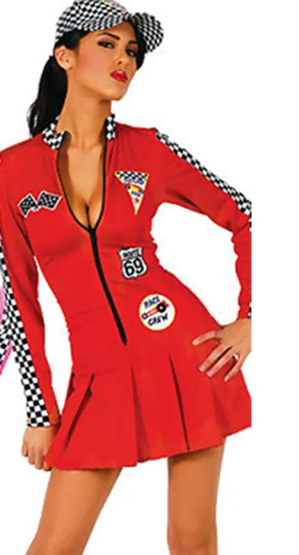 Сексуальный костюм для взрослых мисс инди, супер-автомобиль, гонщик, гоночный, спортивный, гонщик, сетка для девочек - Цвет: Красный