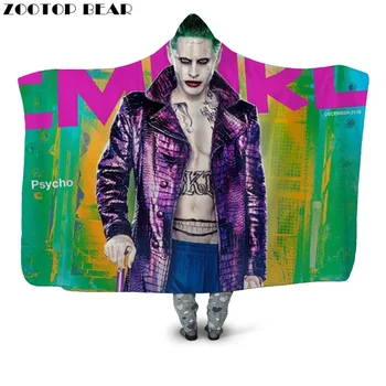 

2019 New Hooded Blanket suicide squad Film Sherpa Fleece Wearable Blanket Unique Custom Throw Blanket for Sofa Bed