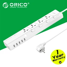 ORICO OSJ-4A5U Home Office EU Surge Protector With 5 USB Charger 4 Universal AC Plug Multi-Outlet Travel Power Strips -White