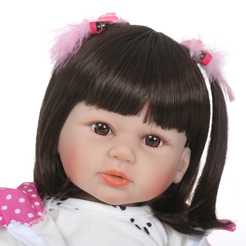 58 см девушка с длинными волосами кукла Возрожденный силикон винил дети ...