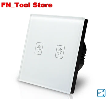 

Fashion smart EU standard Touch Switch 2 Gang 2 Way Wall Light Touch Screen Crystal Glass Panel