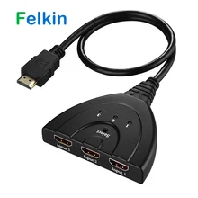 Felkin HDMI сплиттер 3 в 1 выход HDMI коммутатор адаптер кабель 3 в 1 выход HDMI переключатель концентратор 1080P конвертер для HDTV DVD PC PS3 PS4