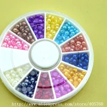 Горячая 1 колесо 3D белый разноцветный полушарие бусины акриловые Дизайн ногтей горный хрусталь телефон декоративные стразы DIY