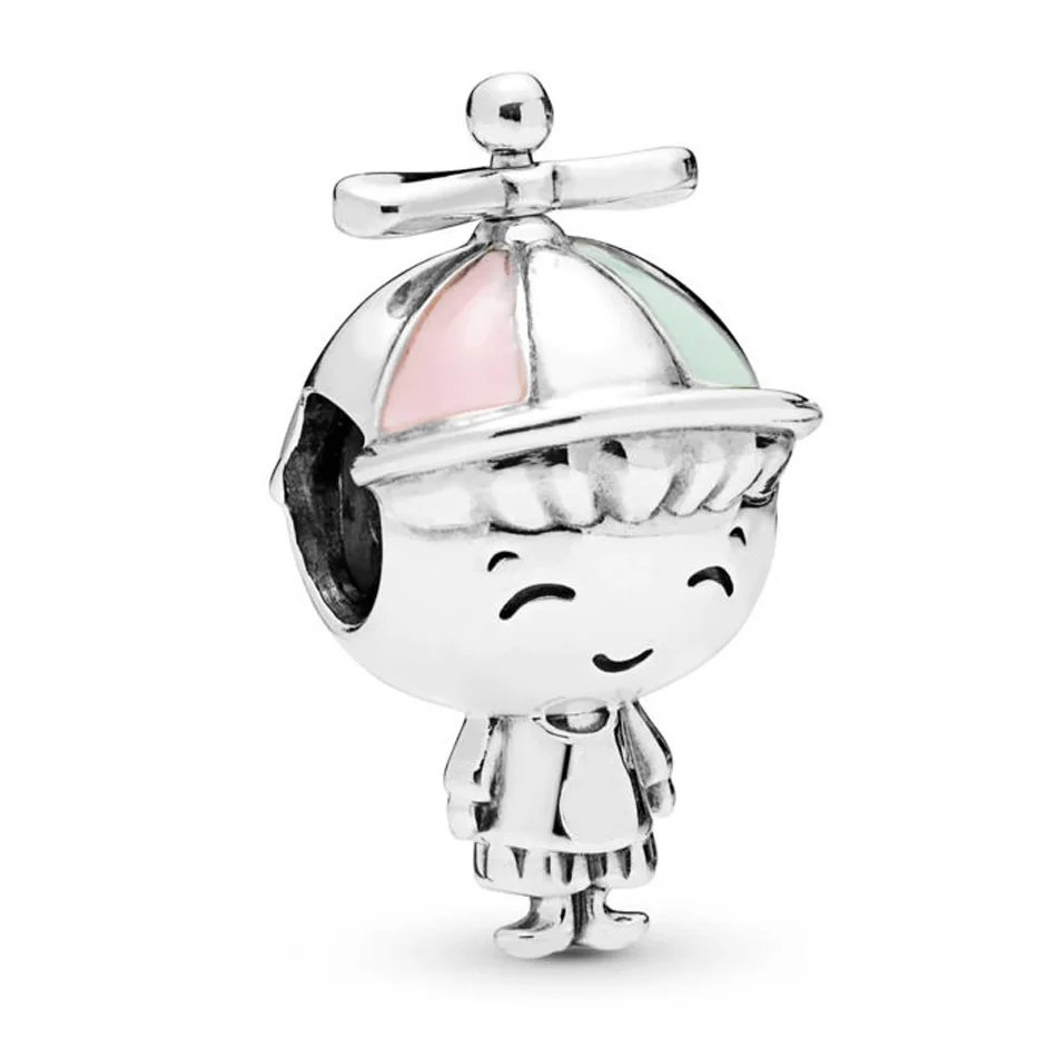

925 Sterling Silver Charm Propeller Hat Boy Charms Fit Pandora Bracelet Bangle DIY Jewelry