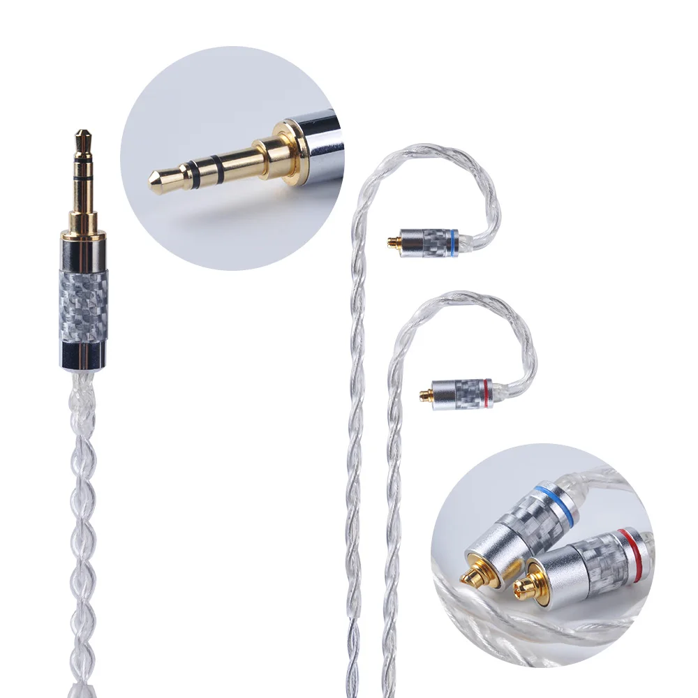  Yinyoo 4 Core Pure Silver Upgraded Cable 2.5/3.5mm Balanced Cable With MMCX/2pin Connector For AS10