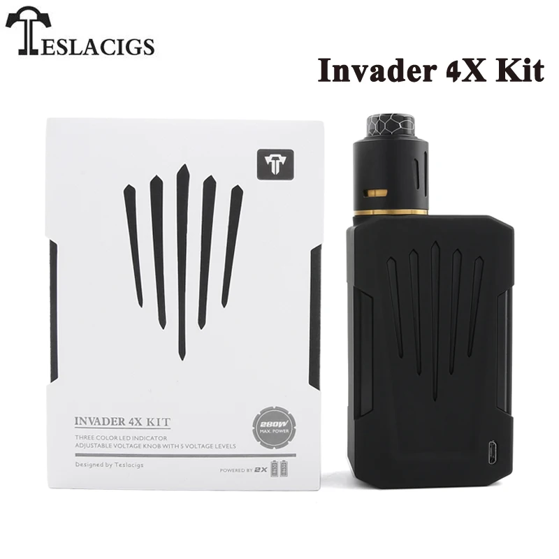 

Original Tesla Invader 4X Kit with 280W Teslacigs Invader 4X VV Electronic Cigarette Box MOD Vape and Invader 4X RDA Tank Vapor