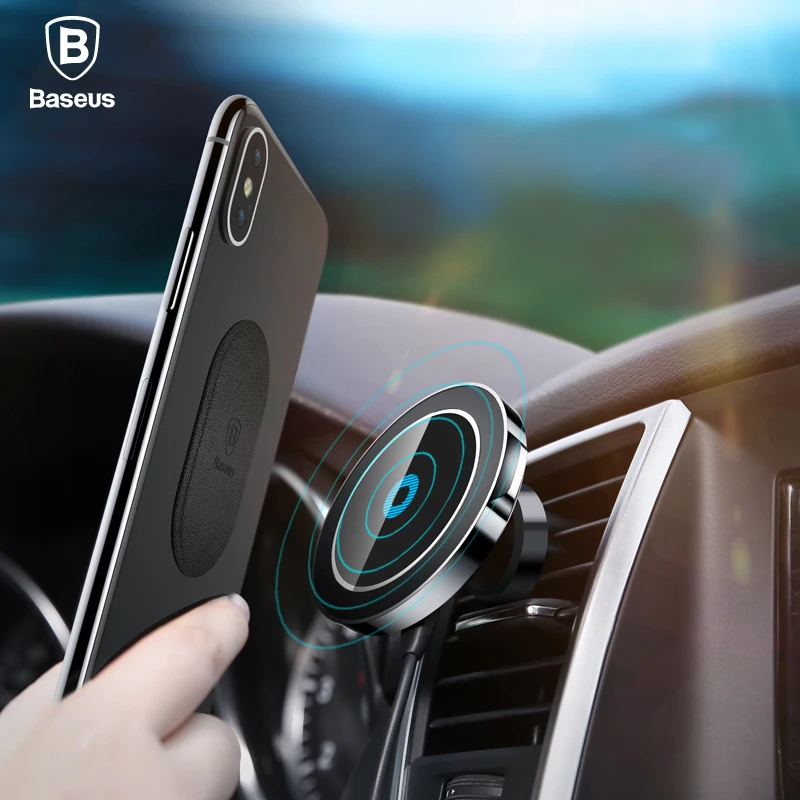 Baseus Car Magnetic Qi Wireless Charger For iPhone X 8 Samsung Note 8 S8 S7 Fast Wireless Charging Car Mount Phone Holder Stand