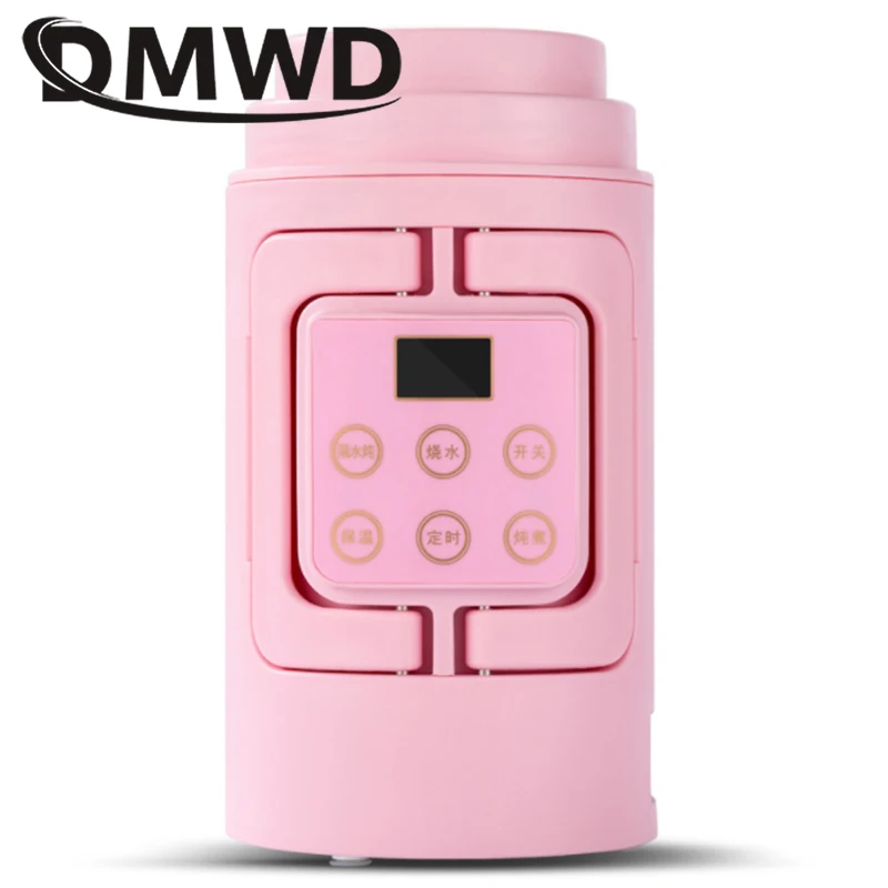 Тепловой чайник мини электрический чайник путешествия складной портативный лапша суп тушеная Мультиварка нагреватель горячей воды молочный котел кофейная чашка - Цвет: Pink type 1 220V