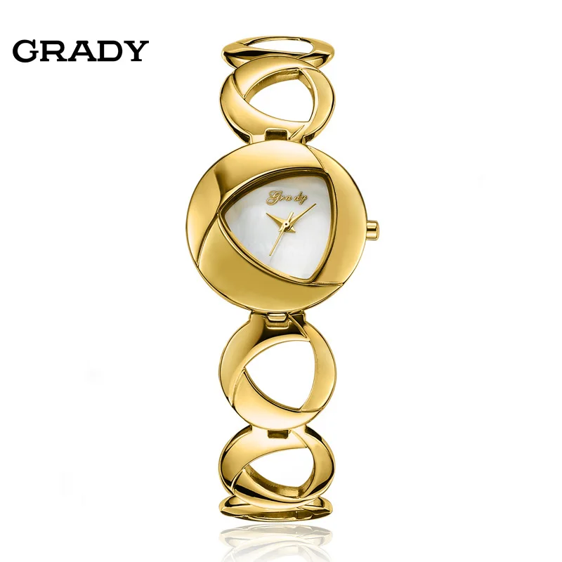 2016 Fashion New Grady Stainless Steel Women Watches Elegant Gold Watch Gift Quartz Watch Women Wristwatches