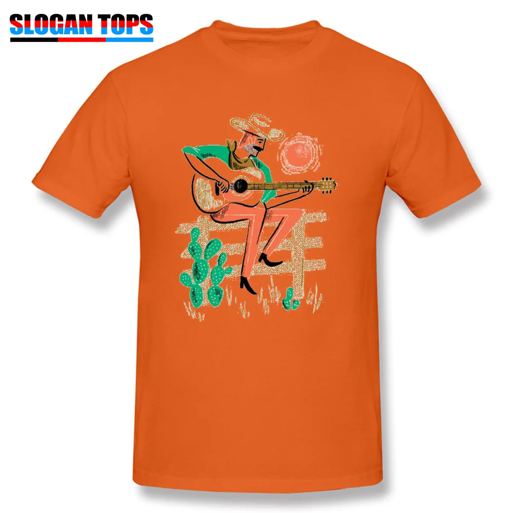 cowboy guitar 2018 Discount Design Tops T Shirt Round Neck Fall 100% Cotton Short Sleeve T Shirt for Men Camisa Tee-Shirts cowboy guitar orange