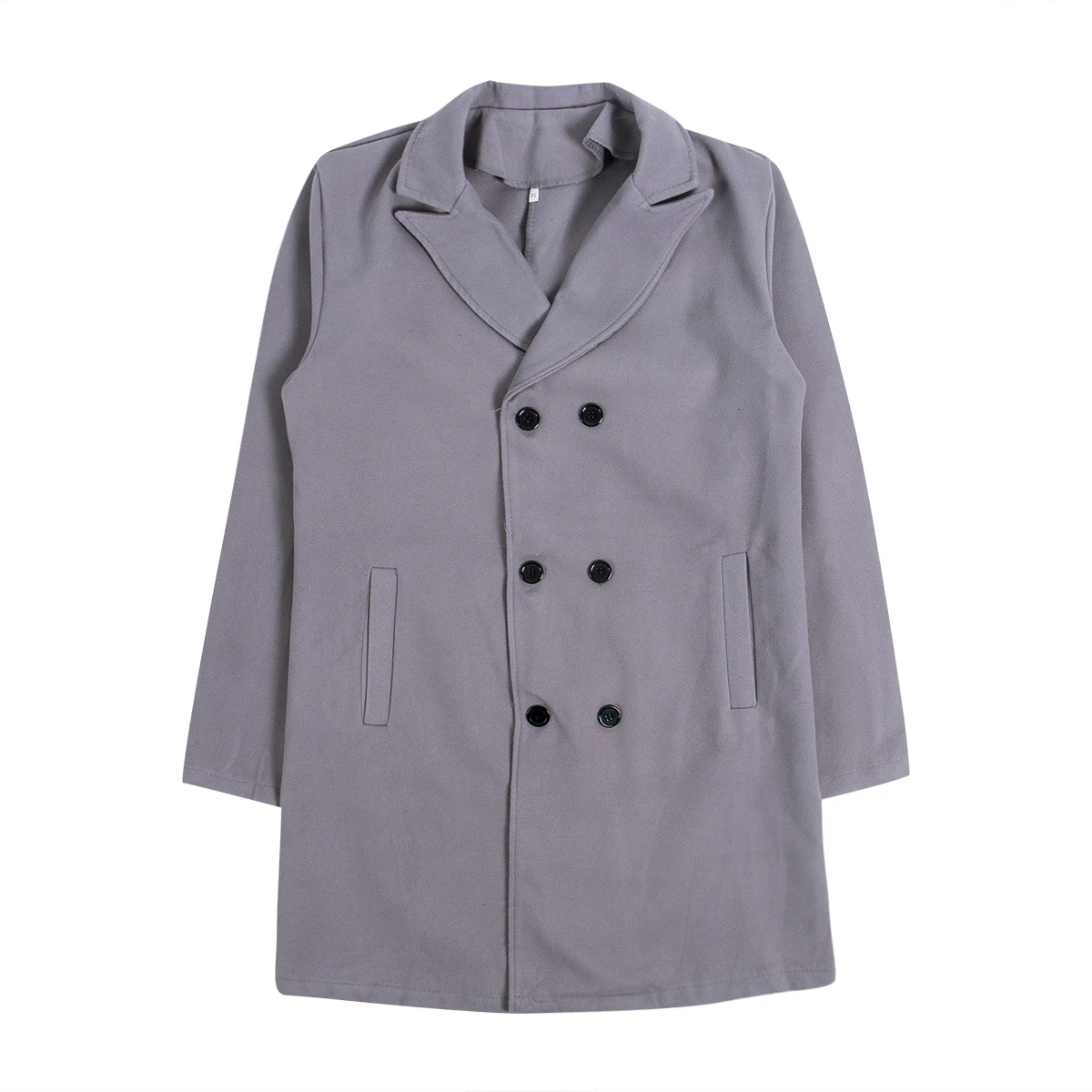 Теплое осенне-зимнее красивое британское мужское шерстяное пальто Зимняя верхняя одежда с отворотом теплое розовое черное серое армейское зеленое бежевое длинное пальто - Цвет: Серый