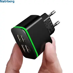 Natrberg USB Wall Зарядное устройство 5 V 4A заряда телефона 4 Порты Led универсальный адаптер ЕС Путешествия Зарядка для samsung Xiaomi redmi Plug