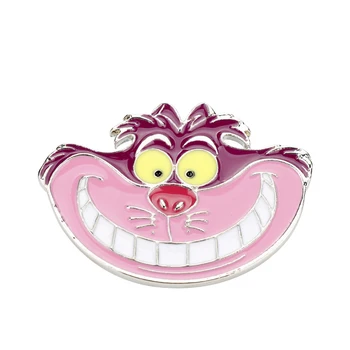 

HANCHANG Jewelry Cartoon Cute Cat Brooches Alice in Wonderland Enamel Pins Brooch Metal Smile Cat Brooch Pins For Christmas Gift