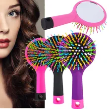 2016 New Rainbow Comb Volume Magic Hairbrush For Hair Tangle Women Comb Candy With Mirror