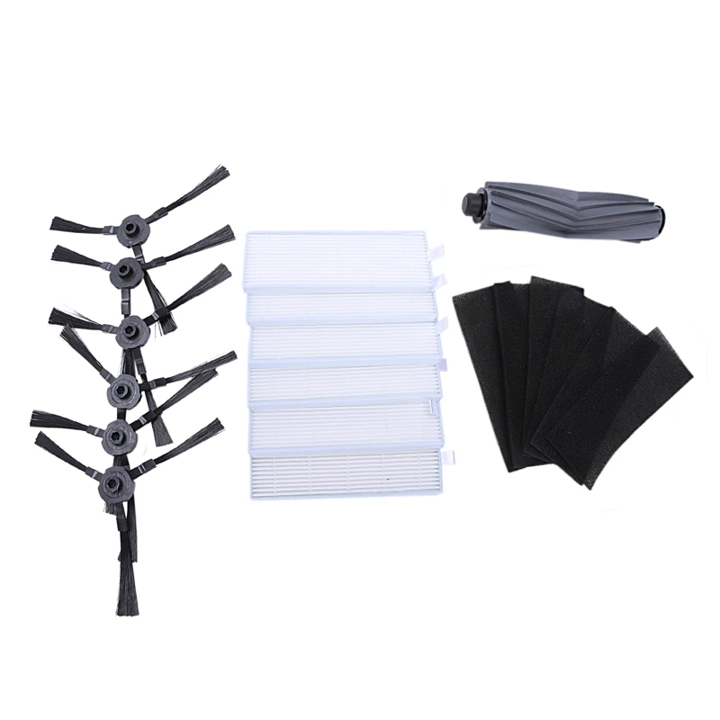 

1xMain Brush+6xPair(Black+White)Hepa Filter+6xSide Brushes For Ilife A8 A6 Danhui Robot Vacuum Cleaner Parts Ilife A8