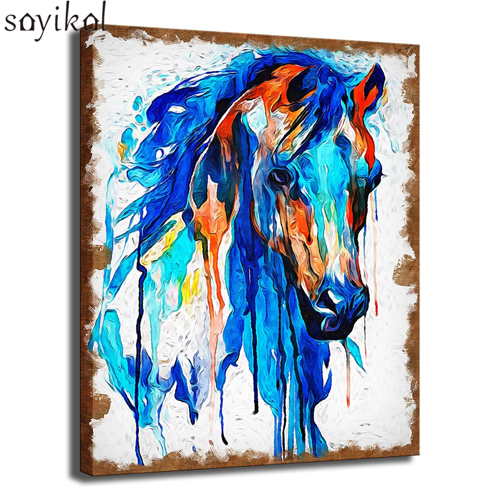 Canvas Painting Home Decor Wall Art Animal Watercolor Horse Street poster Wall Picture For