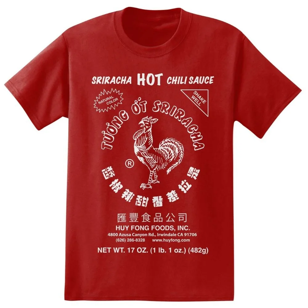 Футболка Sriracha Hot Chili Sauce Irwindale Мужская тенниска из натурального хлопка с принтом