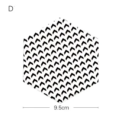 DUNXDECO настольная подставка для кофейной чашки подставки шестигранные керамические пробковые подставки Европейский белый черный геометрический художественный декор стола - Цвет: D