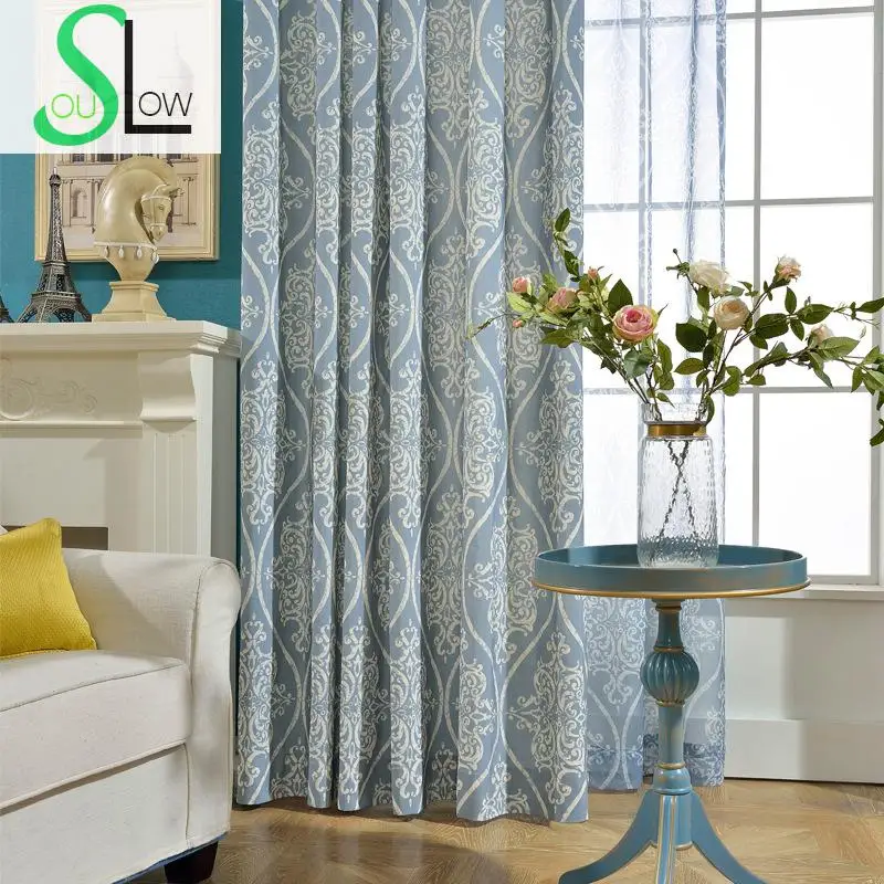 Slow Soul azul juventud onda fugaz moderno minimalista chino Cortina Floral cortinas Cortina para sala cocina dormitorio Slow Soul azul juventud onda fugaz moderno minimalista chino Cortina Floral cortinas Cortina para sala cocina dormitorio