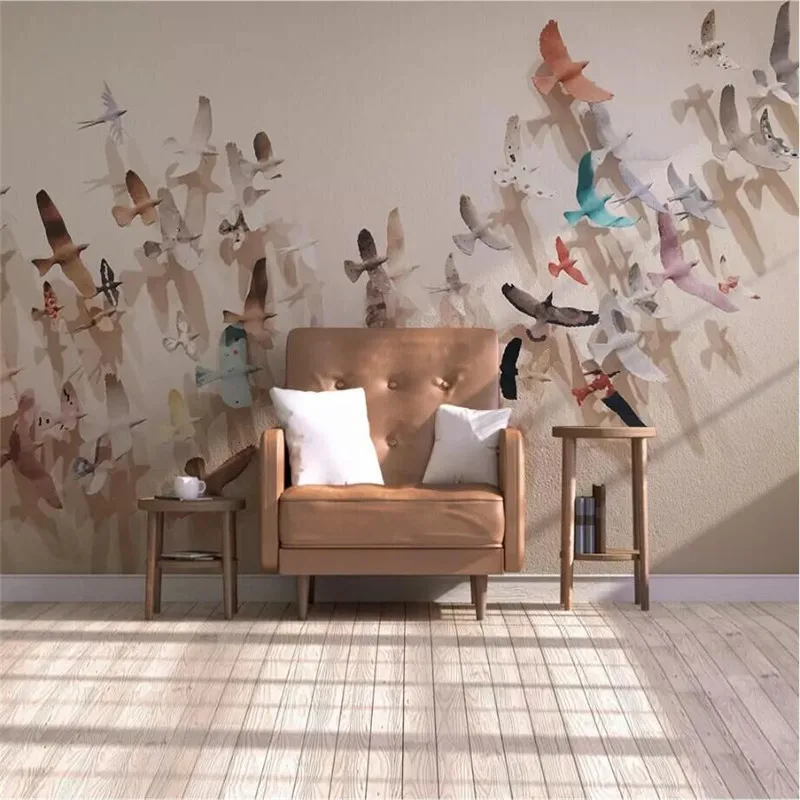 

Creative group of flying birds background wall professional custom high-end mural factory wholesale wallpaper mural photo wall
