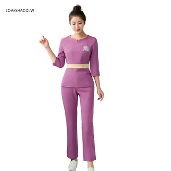 

[SET] Women's Middle sleeve Scrubs Set/Medical Nursing Uniforms/ Beauty Salon Uniforms