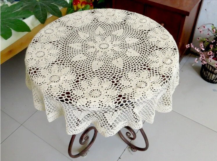 Handmade cotton crochet tablecloths crochet round coffee table doilies