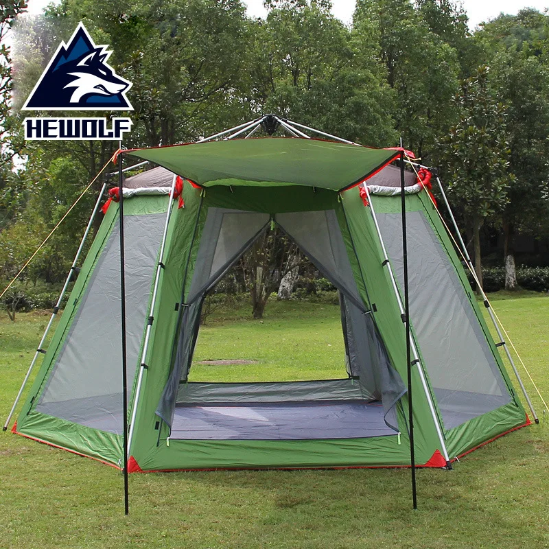 

Outdoor Recreation Family Camping 5-8 Person Gazebo Tent UV Polyester Travel Automatic Tent Awning For Party Beach