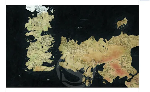 Map Of The World Game Of Thrones Game of thrones map, map of the world wallpaper Black mood painting art printing stickers