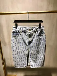 2019 новые летние для женщин бриллиантами отверстие повседневное джинсовая юбка rmsx 4,12
