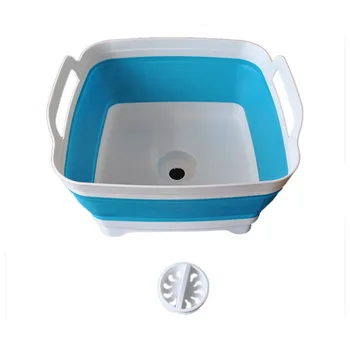 

Plastic Washing Basket Fruit Storage Basket Kitchen Drain Basket Multi-function Folding Sink Storage Basket 3