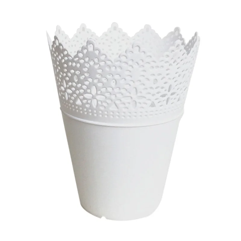 

High Grade Floral Hollow Design Flower Vase Solid Color Decorative Home Small Plastic Vase For Wedding Decoration