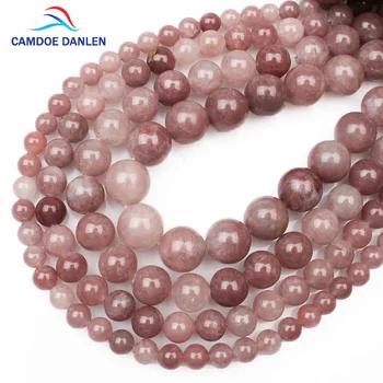 

CAMDOE DANLEN 2018 Natural Stone Pink Lepidolite 6 8 10 12mm Round Loose Beads DIY Jewellery Beads For Jewelry Making Necklace